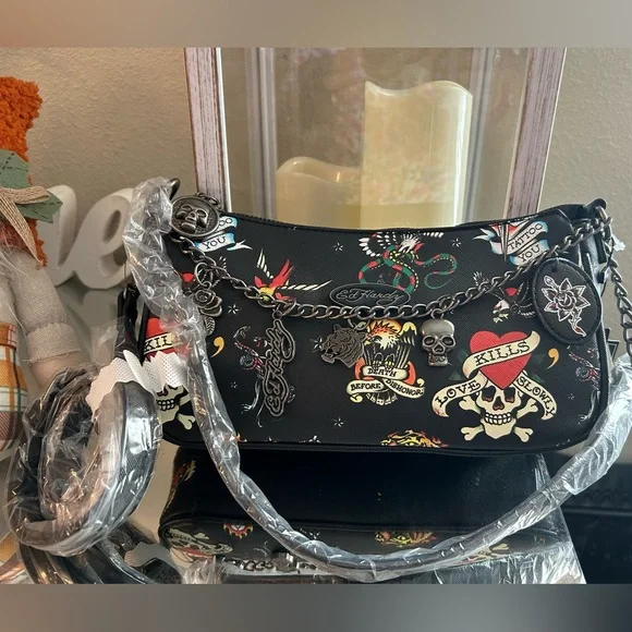 Ed Hardy | Bags | Ed Hardy Black And Red Skull Shoulder And  display picture 2